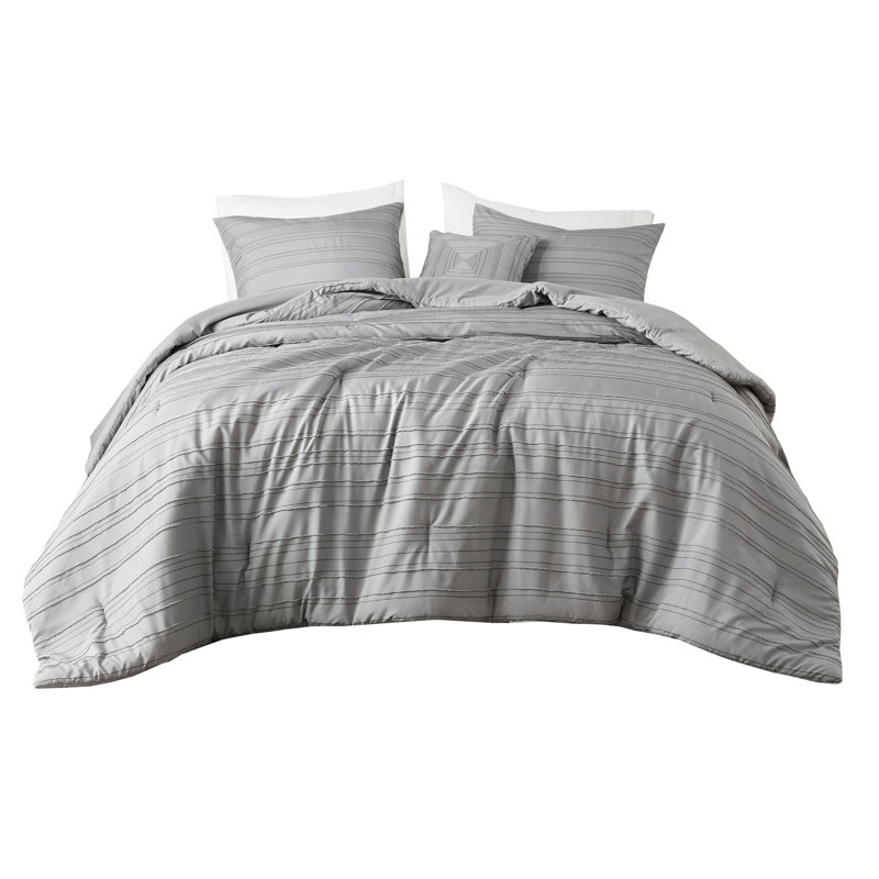 Ensemble d'édredon en jacquard à pince Cationic, Édredon simple + 2 taies décoratives + 1 coussin