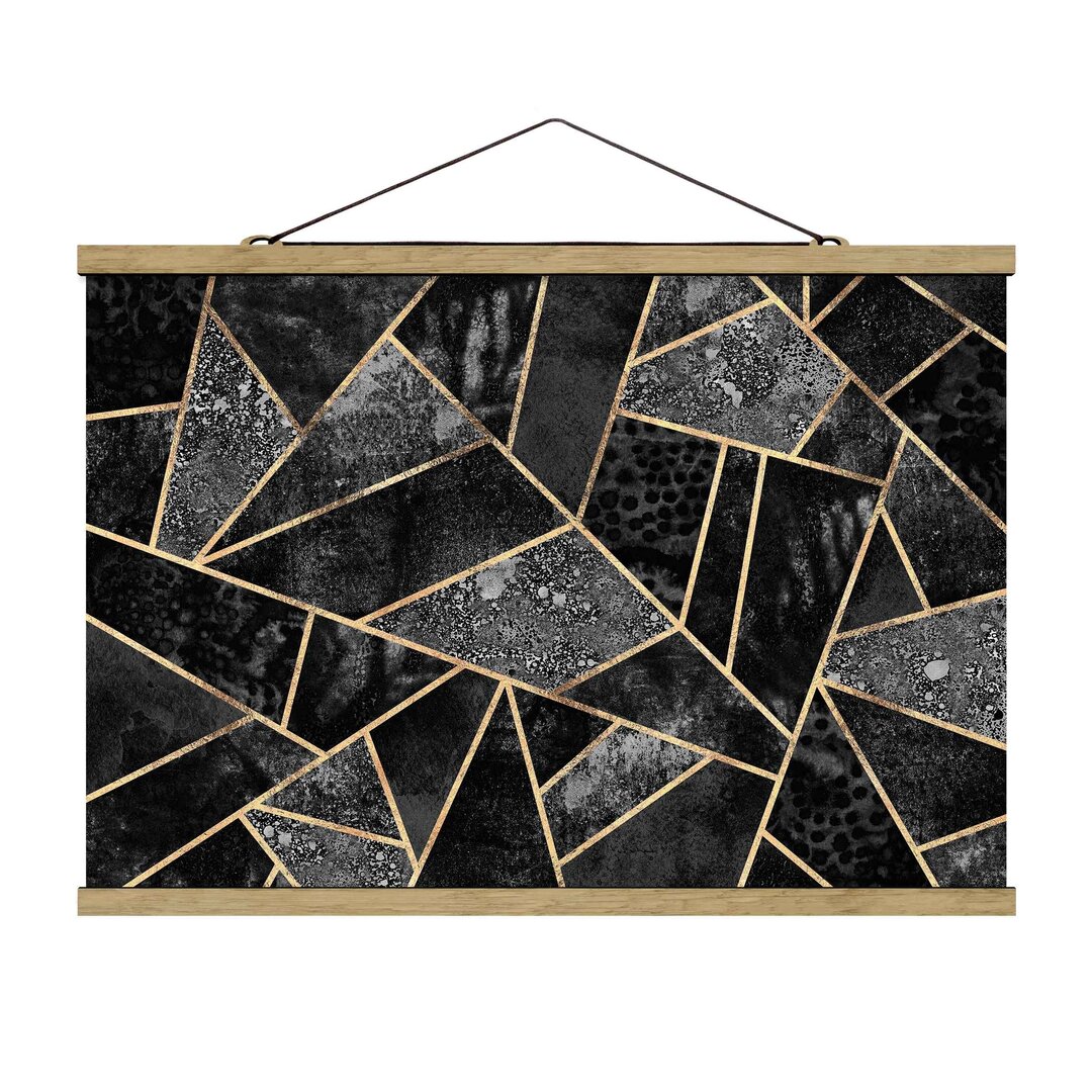 Grafikdruck Grey Triangles Gold von Elisabeth Fredriksson