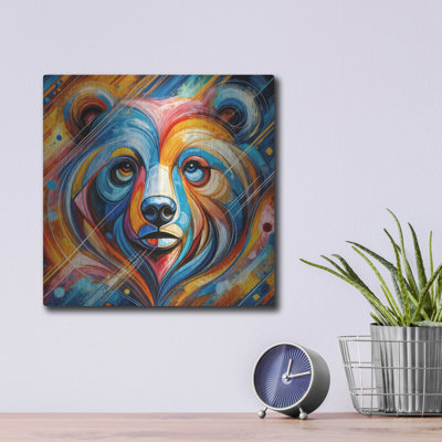 'Bear Portrait Abstract' by Rey Klimt Metal Wall Art