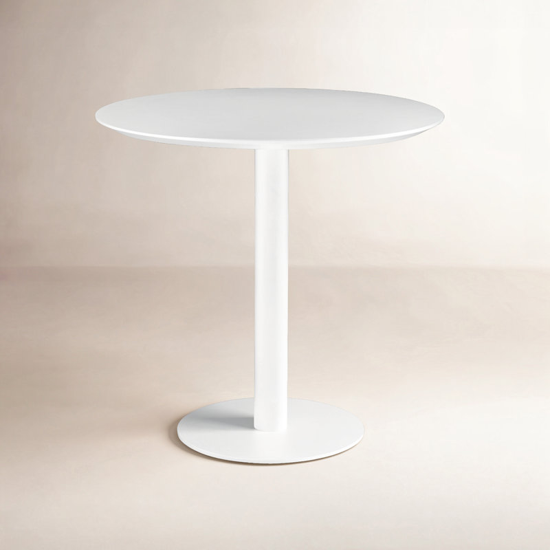 Abode Round Metal Base Dining Table, White, White