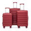 20 po / 24 po / 28 po 3 pièces / ensemble en valise à roulettes ABS, couleur assortie, avec serrure à combinaison (rouge vin)