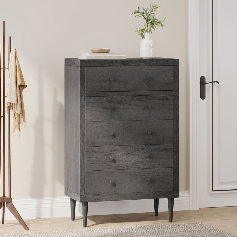 Commode à 5 tiroirs Gigliola, Gris, H 49 po x l 31 po x P 16 po