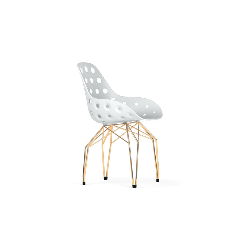 Chaise avec accoudoirs Gallatin, Blanc / or