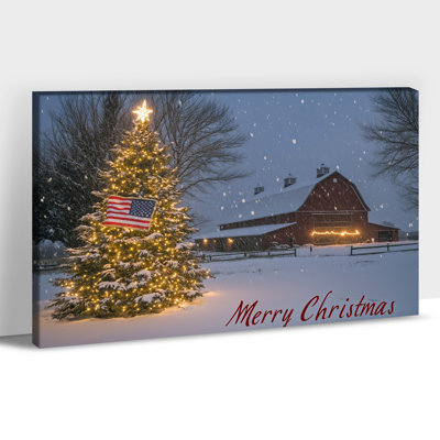 Grande affiche de joyeux Noël abigial, paysage enneigé pin, photo de grange, décoration murale hivernale, impressions sur toile pour salon, entrée de chambre à coucher, 18 po x 24 po