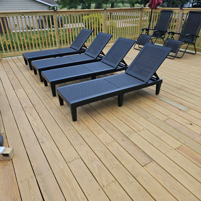 2-Pieces Outdoor Chaise Lounge Chairs with Adjustable Backrest (Set of 2) - Gray