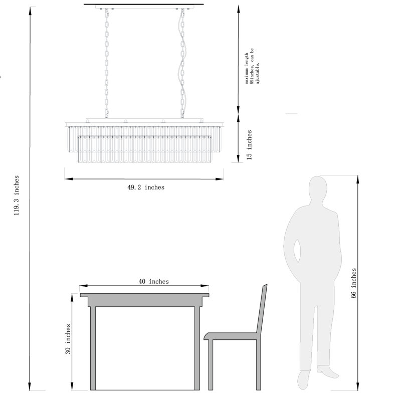 Lustre en cristal de luxe moderne à franges 12 lumières 50 "pour la salle à manger Cleaven, Fumée