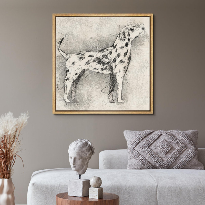 Dalmatien croquis de chien abstrait, illustrations d'animaux réalistes, décor panoramique, terre encadrée, Toile naturelle