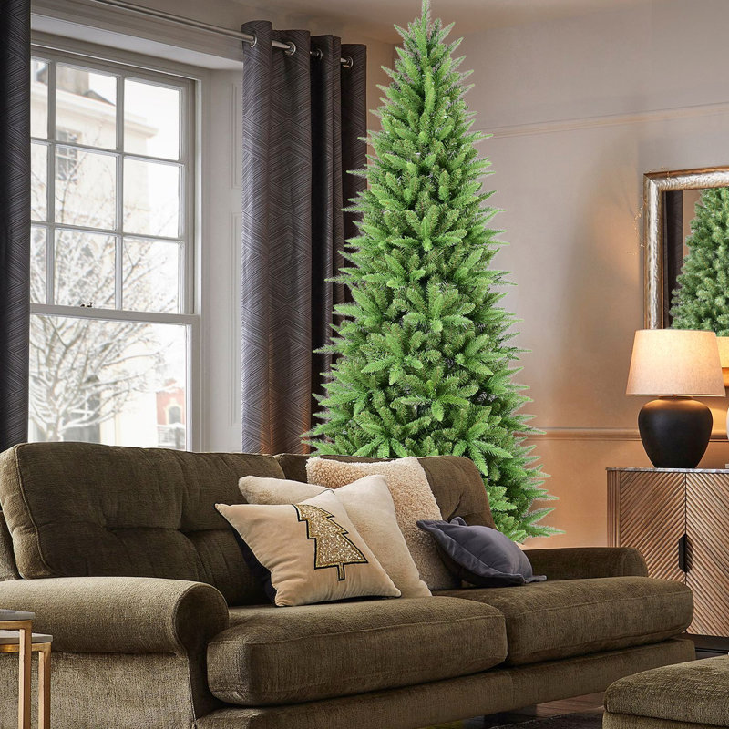 Arbre de Noël de 4 pi, 424 pointes, matériau Pe +, conception à charnières, installation rapide, support solide, petits espaces, appartements, branches festives minces et réalistes, assemblage rapide, vestibules, espaces,