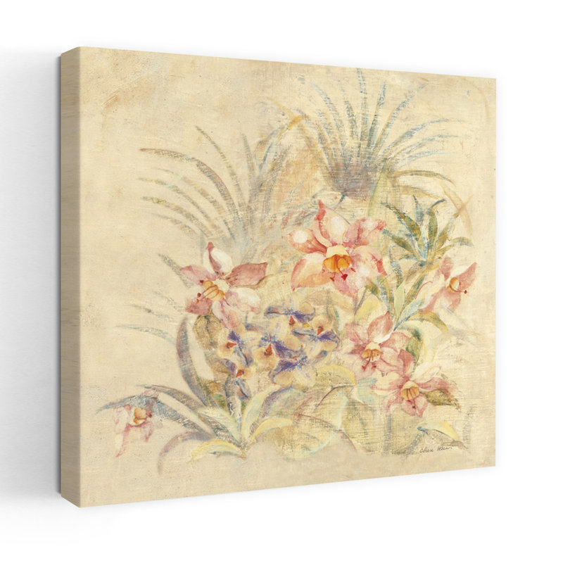 Carré tropical II, art tropical traditionnel de palmier rétro, H 18 po x l 18 po