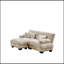 Luxueux canapé en chenille pour le salon avec plusieurs coussins et repose-pieds convertible, pour plus de confort et de style.