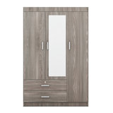 Stylish And Functional Three-Door Wardrobe With Built-In Mirror And Ample Storage