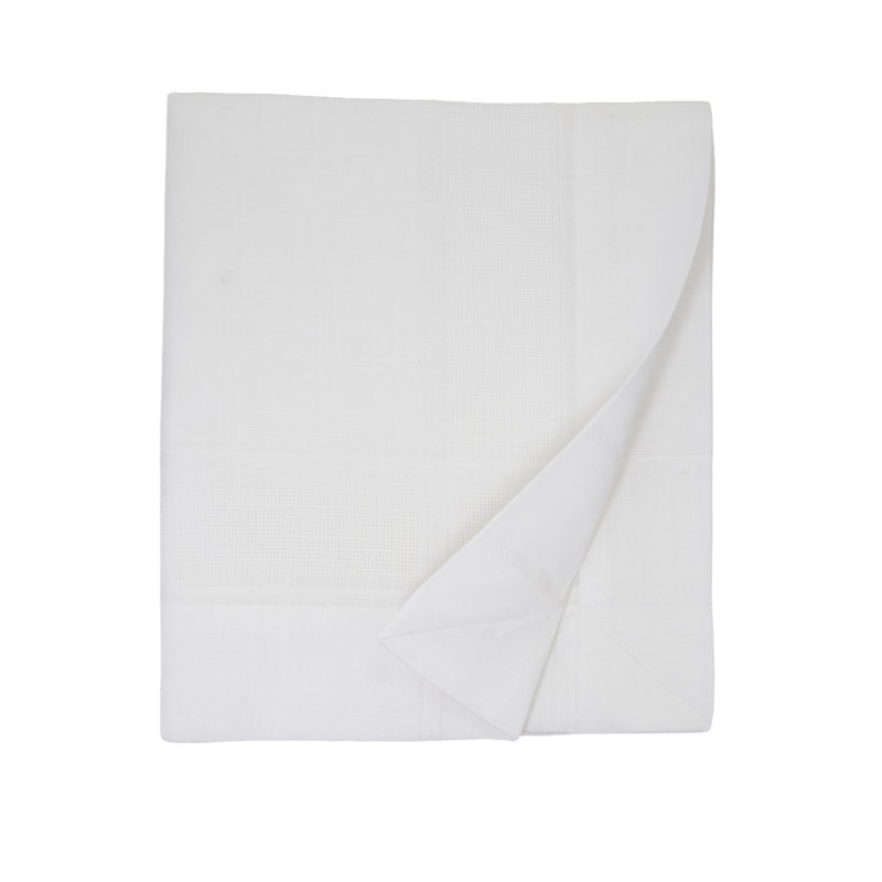 Althoff Plaid Tablecloth, 160" x 72", Ivory