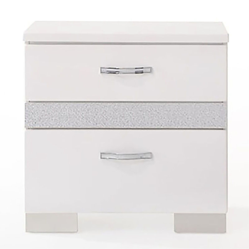 Chambre à coucher 3 Table de chevet blanche ultrabrillante - Intérieur doublé de feutre