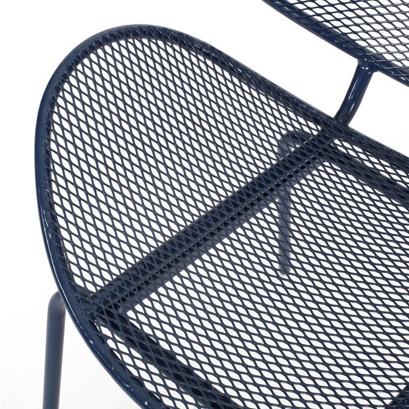 Fauteuil en fer forgé bleu marine Hauteur, 24,23, 25,63, fer bleu marine, conception relaxante, hauteur 34, 24,8, 25,5