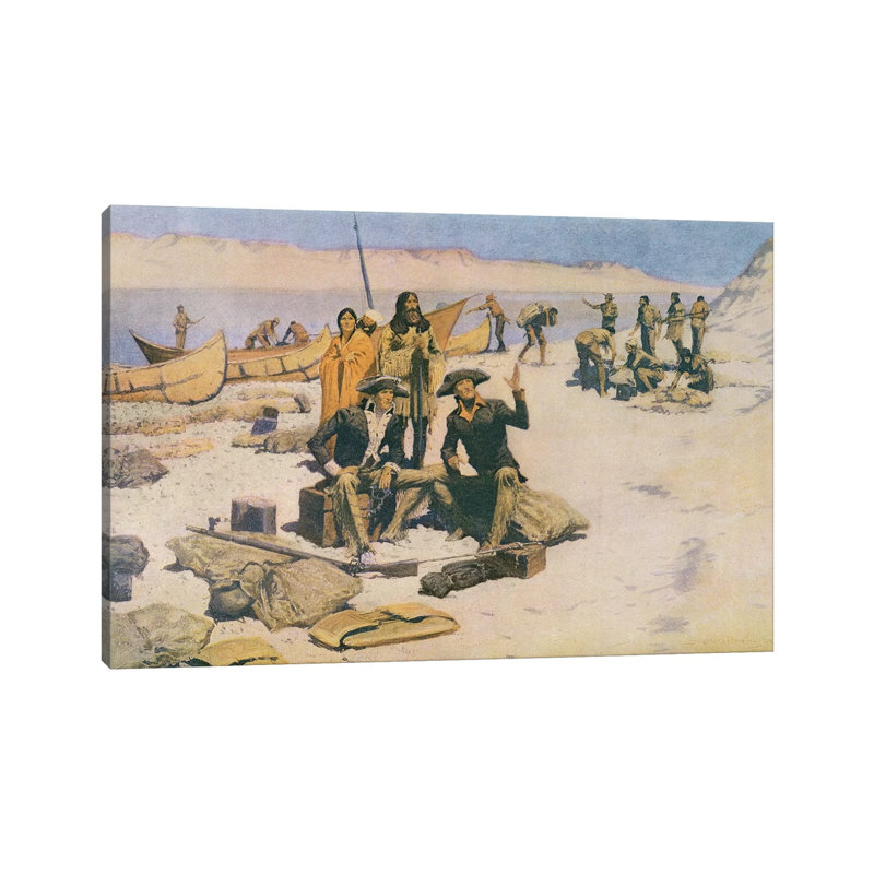 Lewis And Clark At The Mouth Of The Columbia River, 1805, From 'Collier's Magazine', May 12th 1906 by Frederic Remington - Wrapped Canvas Painting
