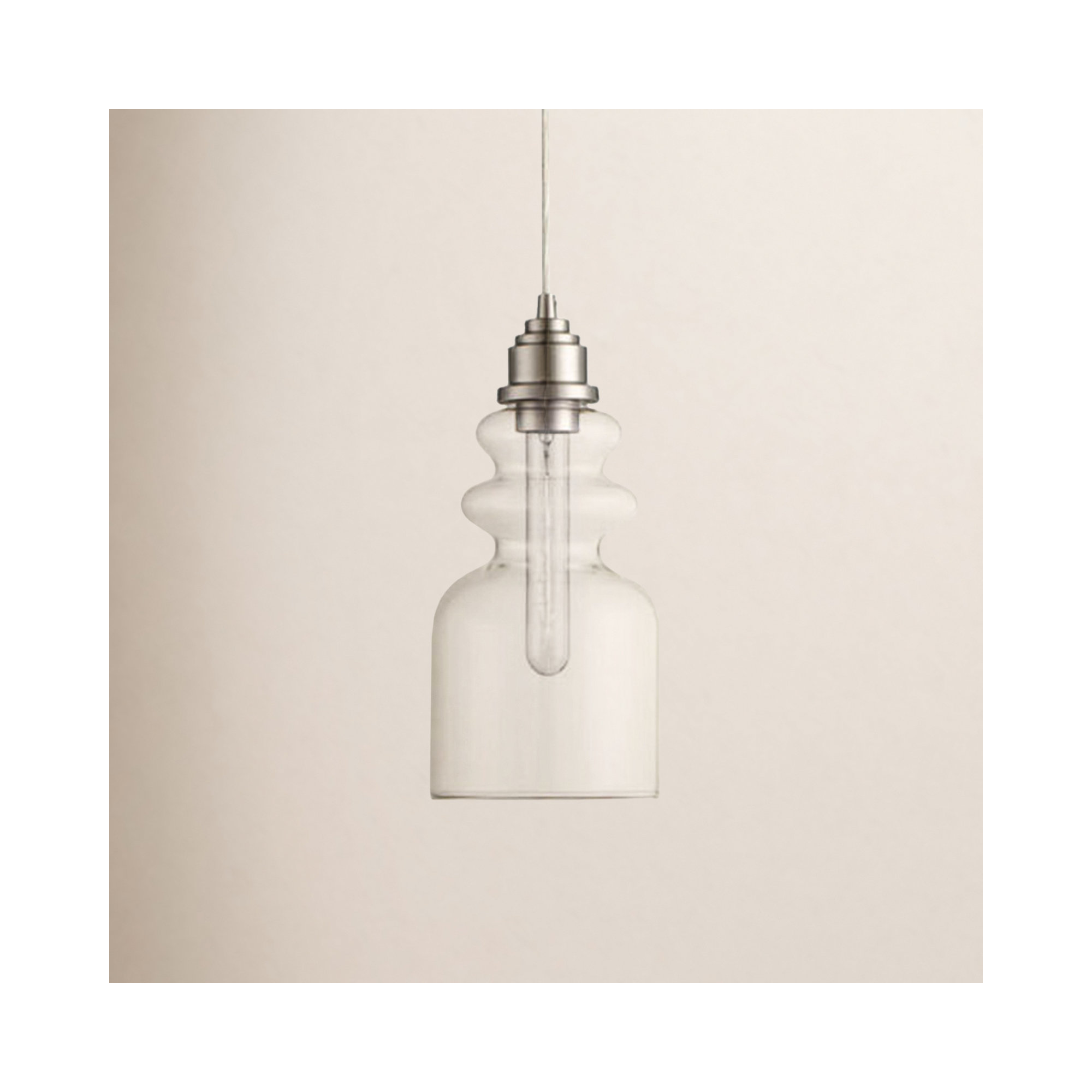 Cicely Single Light Glass Dimmable Pendant, Brushed Nickel