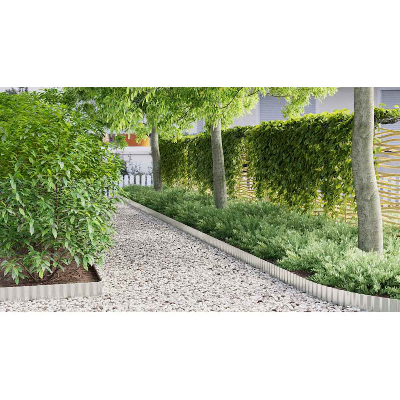 Vidaxl Lawn Edging Grey Steel, 15cm H x 1000cm W x 0.05cm D