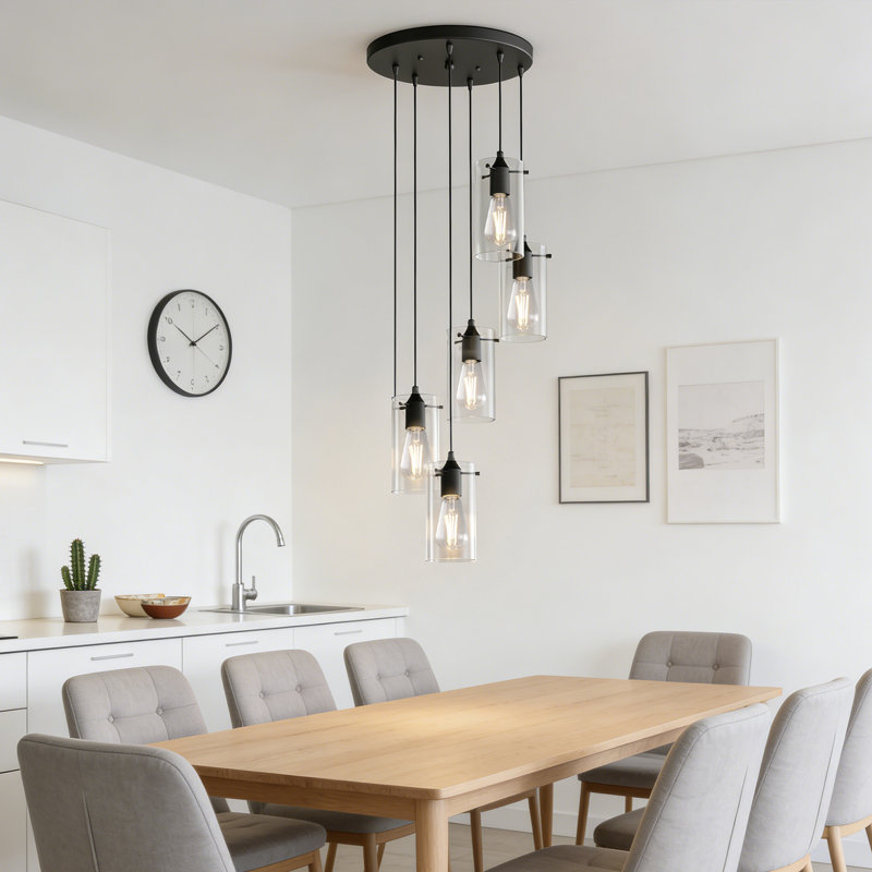 Luminaire suspendu pour îlot de cuisine à 5 lumières