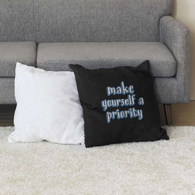 Coussin de sol « self », H 28 po x l 28 po, bleu