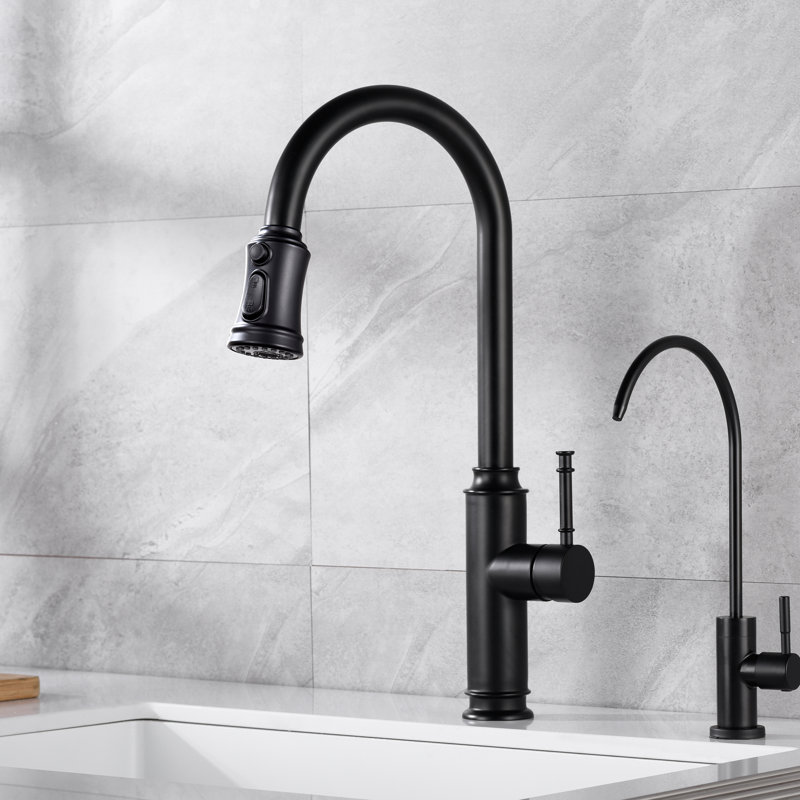 Sumerain S6132P-XX-6133 Pull Out Kitchen Faucet, Matte Black