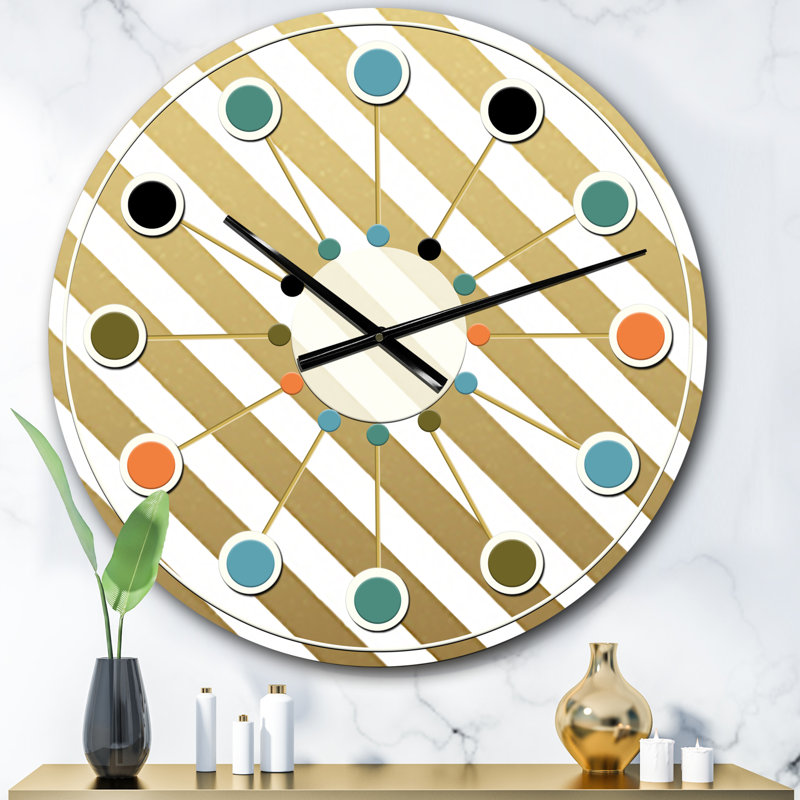Diagonale dorée - horloge murale Mid-Century moderne, Surdimensionné