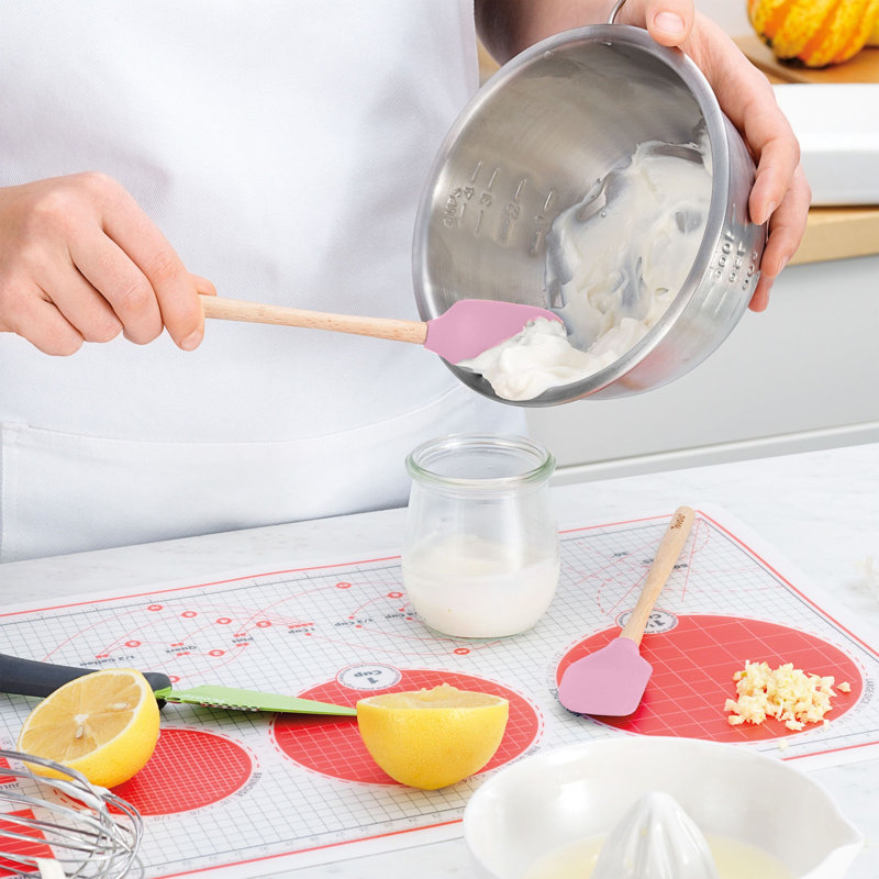 Ensemble de 2 petites spatules et cuillères en silicone Tovolo Flex-Core avec poignées en bois, sorbet rose