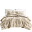 Édredon très grand côtelé en fausse fourrure très grand avec 2 taies décoratives taupe assorties de couleur très moelleuse - motif texturé, bourre