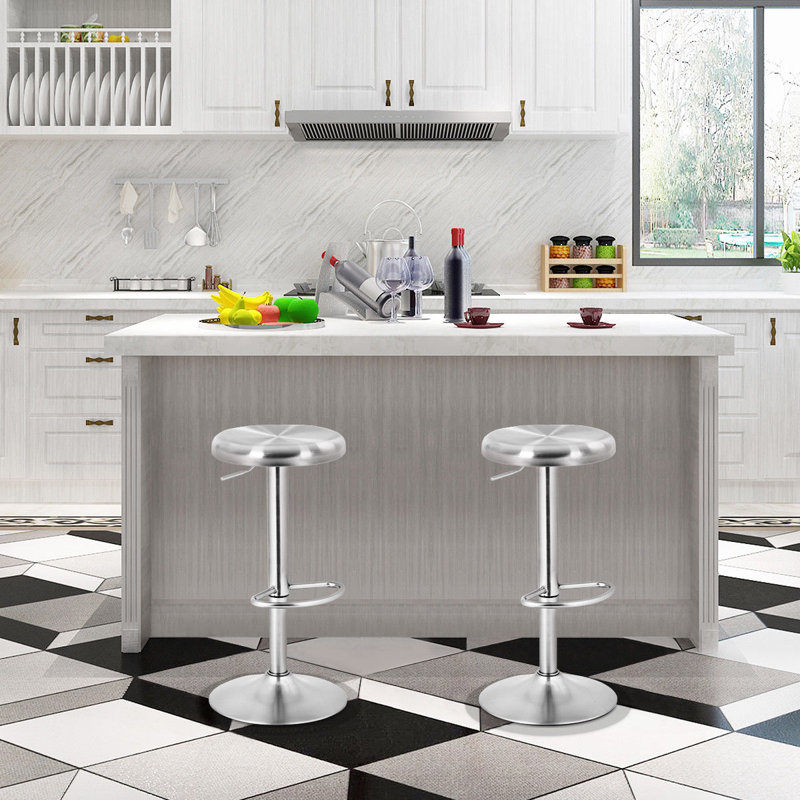 Silvia Swivel Adjustable Height Counter Stool with Metal Frame