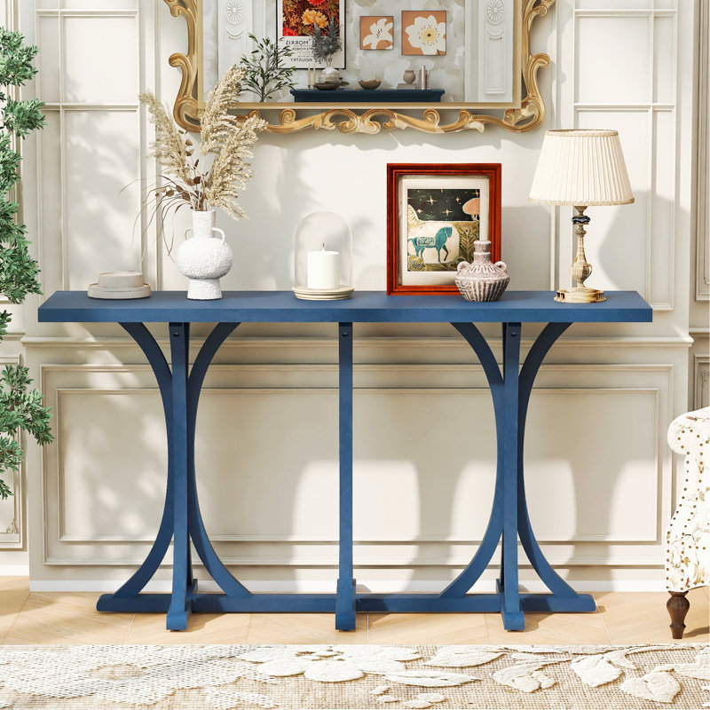 Console en bois avec pieds en bois d'hévéa pour le salon et l'entrée, Navy Blue