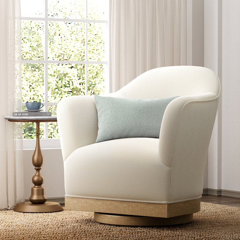 Fauteuil d'appoint pivotant en velours côtelé Col Beige, Velours côtelé beige