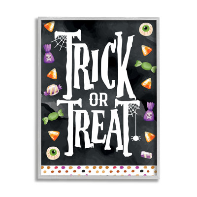 «Trick Or Traite Halloween Candy» encadré sur bois par ND Art, impression