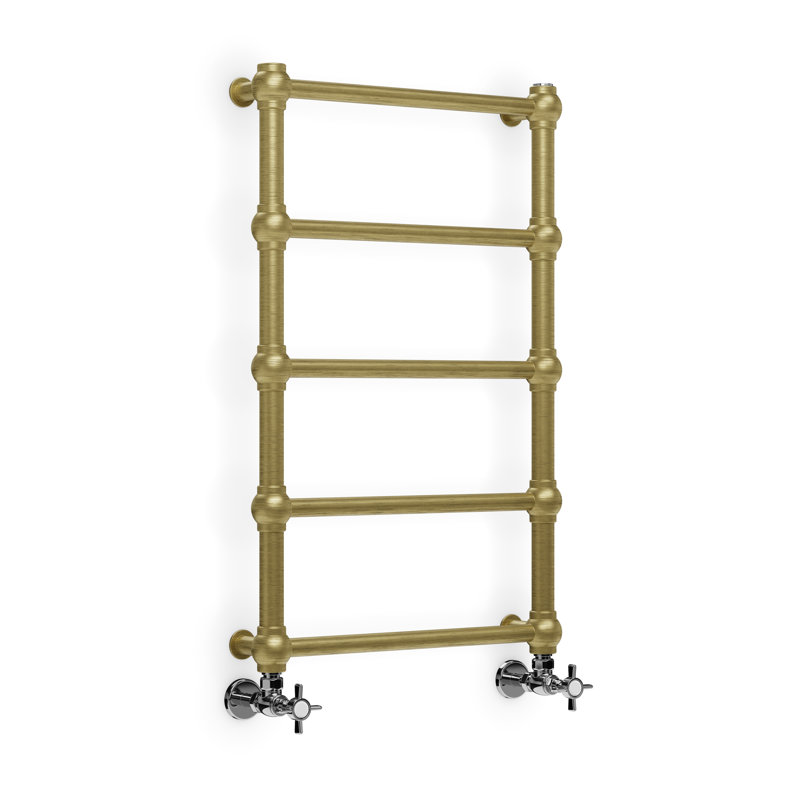 Retro Traditional Heated Towel Rail, 80cm H x 50.4cm W x 10.2cm D, Brass