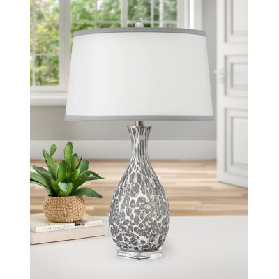 Lampe de table en verre gris et blanc 30 po Ragno