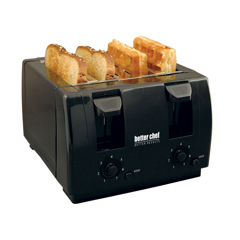 Better Chef 4 Slice Toaster with Dual-Control, Black