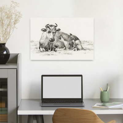 Vache couchée, rétro rétro, art mural classique