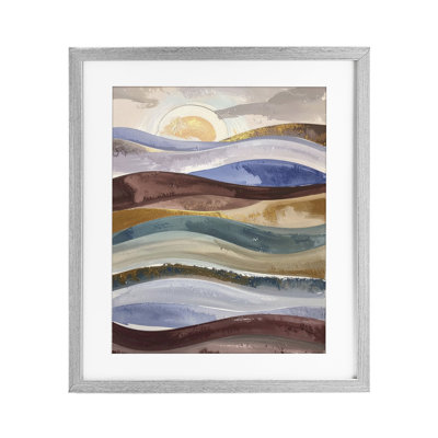 Layered Ocean Flow Framed Print Under Glass, design by Alonza Saunders