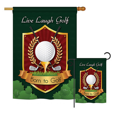 Live, rire, golf centres d’intérêt sports, maison verticale en polyester de 2 côtés 40 x 28 po ensemble de drapeau