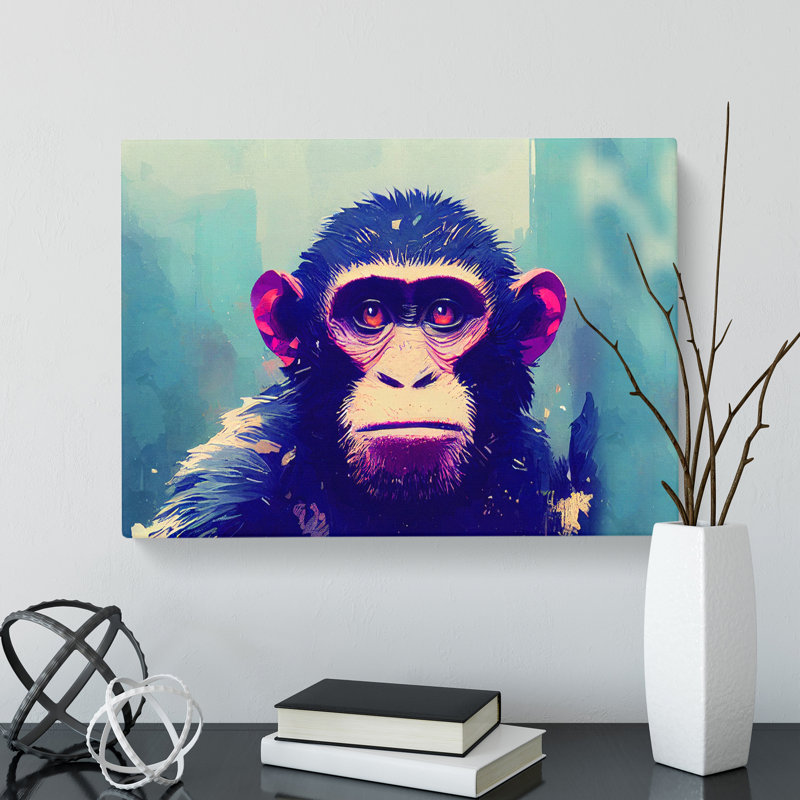 Monkey Art Painting Abstract - Wrapped Canvas, 35cm H x 50cm W x 3cm D