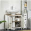 Armoire de salle de bain, armoire de drainage au sol, armoire de rangement autoportante avec tablettes réglables, porte double