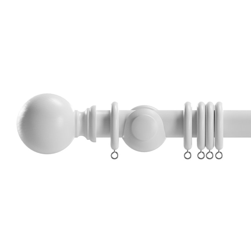 Wooden Curtain Pole Set 28mm – Solid Wood Curtain Rod for Eyelet & Ring Top Curtains – Window Curtain Rail with Brackets, Finials & Rings – 120cm, 150cm, 180cm, 240cm, 300cm