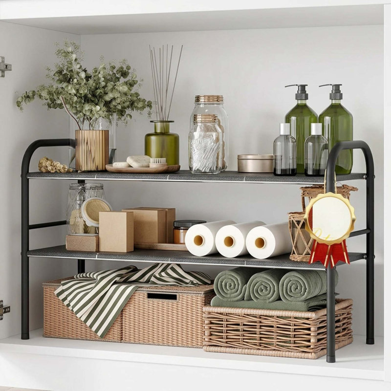 Tablette de rangement à 2 niveaux pour armoire sous évier avec 8 panneaux amovibles pour support de cuisine