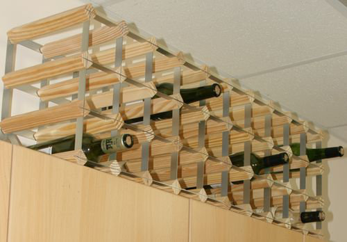 Felica 40 Bottle Floor Wine Bottle Rack, Natural Pine / Galvanised Steel