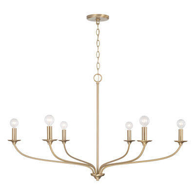 Capital Lighting 6 - Light Candle Style Classic Chandelier In Matte Brass