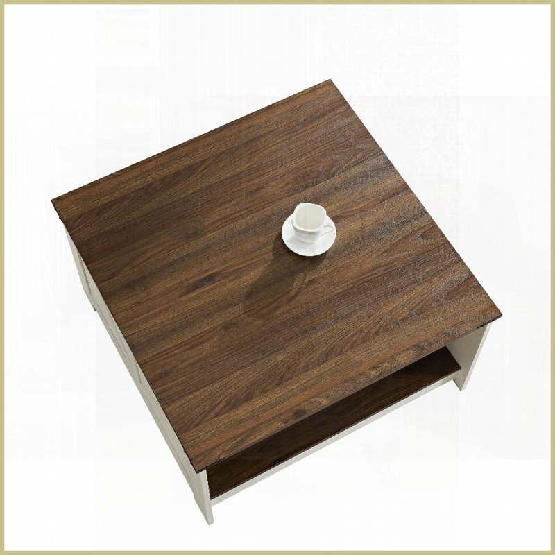 Noyer de ferme & amp; Table basse ivoire à 2 niveaux avec rangement, facile à nettoyer pour le salon