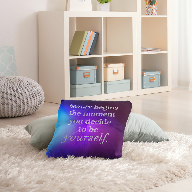 Coussin intérieur / extérieur True Beauty, Bleu/mauve, 26 po x 26 po, Ombre