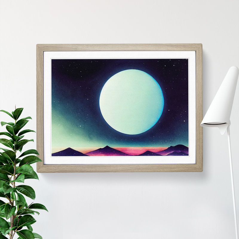 XH1022-6136X Modern Moon Vol.2 - Single Picture Frame Print, 34cm H x 46cm W x 2cm D, Oak