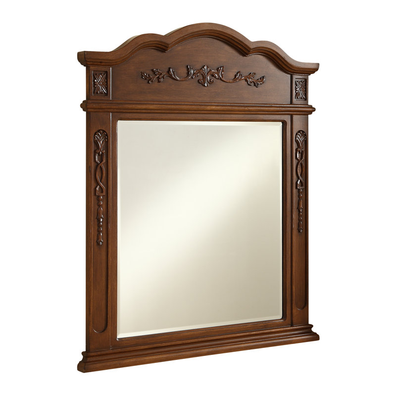 Hand-Painted Beveled Flat Wall Mirror , 38" x 32", Light Antique Beige
