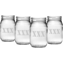 6-Piece Clear Mason Jars - 16 oz, Glass Drink Bottle with Lid and Straw,Frozen Juice Cup,Travel Mug Rosalind Wheeler