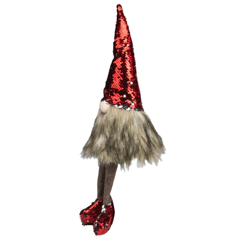 Décoration de Noël d'elfe assis avec chapeau à paillettes réversible 8,5 po