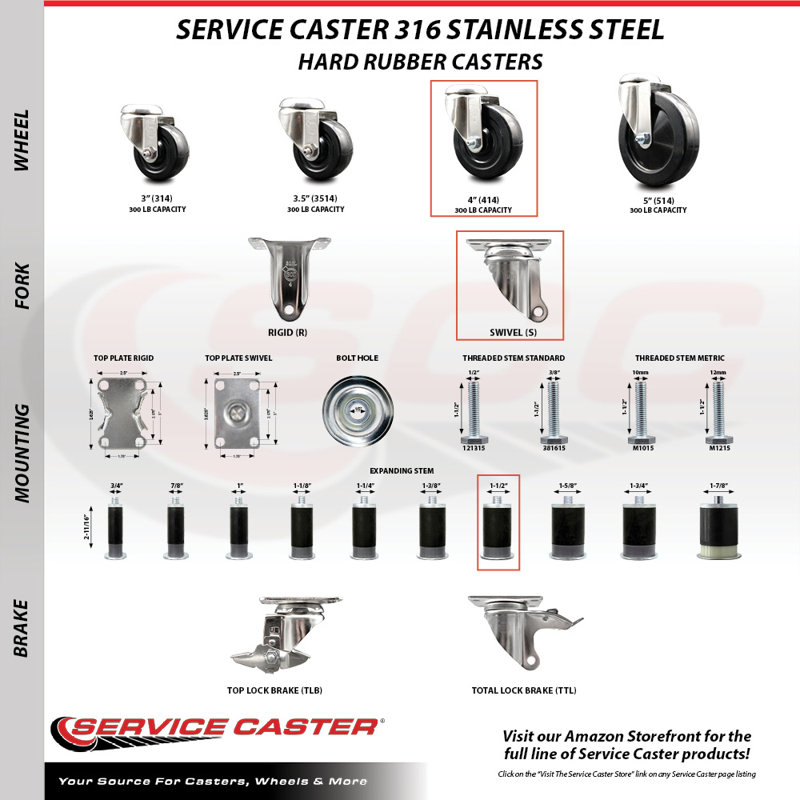 Hard Rubber Wheel Swivel Caster